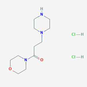 molecular formula C11H23Cl2N3O2 B1424221 1-Morpholin-4-YL-3-piperazin-1-YL-propan-1-one dihydrochloride CAS No. 1159822-74-8