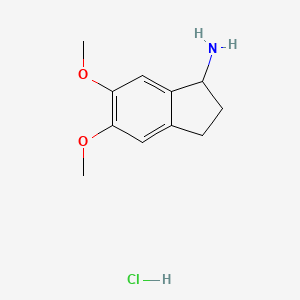 molecular formula C11H16ClNO2 B1424242 5,6-Dimethoxy-2,3-dihydro-1H-inden-1-amine hydrochloride CAS No. 83402-82-8