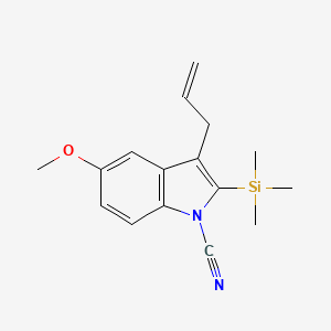 molecular formula C16H20N2OSi B14242849 5-Methoxy-3-(prop-2-en-1-yl)-2-(trimethylsilyl)-1H-indole-1-carbonitrile CAS No. 474743-86-7