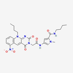 molecular formula C27H31N7O6 B14242909 Pyrimido(4,5-b)quinoline-3(2H)-acetamide, 10-butyl-N-(5-((butylamino)carbonyl)-1-methyl-1H-pyrrol-3-yl)-4,10-dihydro-6-nitro-2,4-dioxo- CAS No. 207128-56-1