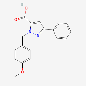 molecular formula C18H16N2O3 B1424325 1-(4-甲氧基苄基)-3-苯基-1H-吡唑-5-羧酸 CAS No. 187344-22-5