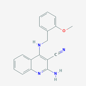 molecular formula C18H16N4O B14243382 2-Amino-4-{[(2-methoxyphenyl)methyl]amino}quinoline-3-carbonitrile CAS No. 477707-97-4