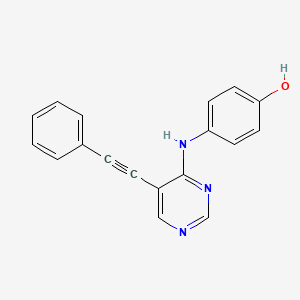 molecular formula C18H13N3O B14243801 Phenol, 4-[[5-(phenylethynyl)-4-pyrimidinyl]amino]- CAS No. 393856-48-9