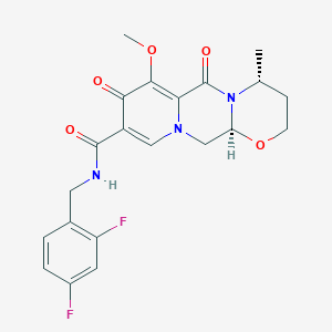 molecular formula C21H21F2N3O5 B1424391 (4R,12aS)-N-(2,4-difluorobenzyl)-7-methoxy-4-methyl-6,8-dioxo-3,4,6,8,12,12a-hexahydro-2H-[1,3]oxazino[3,2-d]pyrido[1,2-a]pyrazine-9-carboxamide CAS No. 1335210-35-9