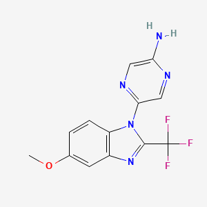 molecular formula C13H10F3N5O B1424401 5-(5-Methoxy-2-(trifluoromethyl)-1H-benzo[d]imidazol-1-yl)pyrazin-2-amine CAS No. 950845-99-5