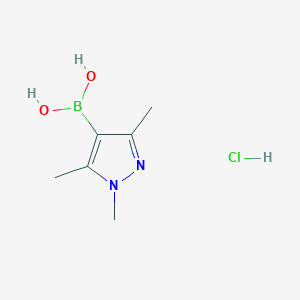 molecular formula C6H12BClN2O2 B1424414 1,3,5-Trimethyl-1H-pyrazole-4-boronic acid, hydrochloride CAS No. 1162262-38-5