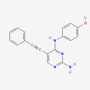 molecular formula C18H14N4O B14244574 Phenol, 4-[[2-amino-5-(phenylethynyl)-4-pyrimidinyl]amino]- CAS No. 393856-07-0