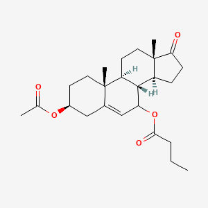 molecular formula C25H36O5 B14245501 [(3S,8R,9S,10R,13S,14S)-3-acetyloxy-10,13-dimethyl-17-oxo-1,2,3,4,7,8,9,11,12,14,15,16-dodecahydrocyclopenta[a]phenanthren-7-yl] butanoate CAS No. 517894-41-6