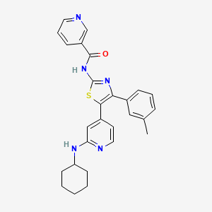 molecular formula C27H27N5OS B14245505 N-[5-(2-Cyclohexylamino-4-pyridyl)-4-(3-methylphenyl)-1,3-thiazol-2-YL]nicotinamide CAS No. 365429-61-4