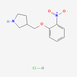 molecular formula C11H15ClN2O3 B1424554 3-[(2-Nitrophenoxy)methyl]pyrrolidine hydrochloride CAS No. 1220016-33-0