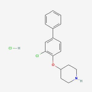 molecular formula C17H19Cl2NO B1424563 4-((3-Chloro-[1,1'-biphenyl]-4-yl)oxy)piperidine hydrochloride CAS No. 1220019-67-9
