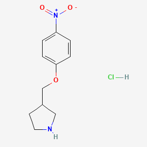 molecular formula C11H15ClN2O3 B1424570 3-((4-Nitrophenoxy)methyl)pyrrolidine hydrochloride CAS No. 1219982-92-9