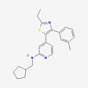 molecular formula C23H27N3S B14245924 N-(Cyclopentylmethyl)-4-[2-ethyl-4-(3-methylphenyl)-1,3-thiazol-5-YL]-2-pyridylamine CAS No. 365429-27-2