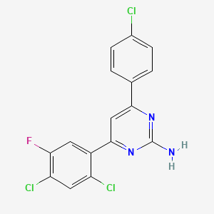 molecular formula C16H9Cl3FN3 B14245952 4-(4-Chlorophenyl)-6-(2,4-dichloro-5-fluorophenyl)pyrimidin-2-amine CAS No. 264882-81-7