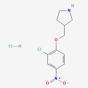 molecular formula C11H14Cl2N2O3 B1424597 3-[(2-Chloro-4-nitrophenoxy)methyl]pyrrolidine hydrochloride CAS No. 1220017-70-8
