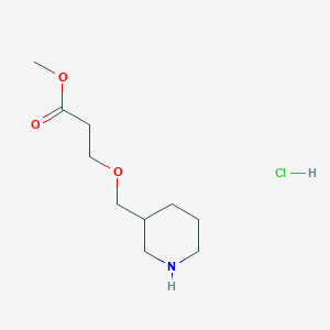 molecular formula C10H20ClNO3 B1424600 Methyl 3-(3-piperidinylmethoxy)propanoate hydrochloride CAS No. 1220037-28-4
