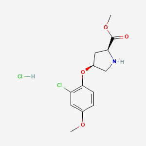 molecular formula C13H17Cl2NO4 B1424601 Methyl (2S,4S)-4-(2-chloro-4-methoxyphenoxy)-2-pyrrolidinecarboxylate hydrochloride CAS No. 1354490-33-7