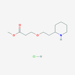 molecular formula C11H22ClNO3 B1424620 Methyl 3-[2-(2-piperidinyl)ethoxy]propanoate hydrochloride CAS No. 1219967-54-0