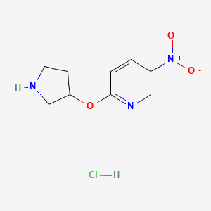 molecular formula C9H12ClN3O3 B1424629 5-Nitro-2-(pyrrolidin-3-yloxy)pyridine hydrochloride CAS No. 1220020-58-5