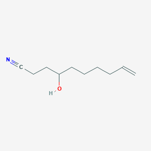 molecular formula C10H17NO B14246401 9-Decenenitrile, 4-hydroxy- CAS No. 185313-68-2