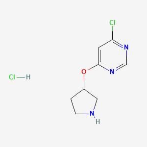molecular formula C8H11Cl2N3O B1424647 4-Chloro-6-(pyrrolidin-3-yloxy)pyrimidine hydrochloride CAS No. 1220020-60-9