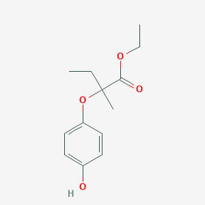molecular formula C13H18O4 B14246482 Ethyl 2-(4-hydroxyphenoxy)-2-methylbutanoate CAS No. 471907-19-4