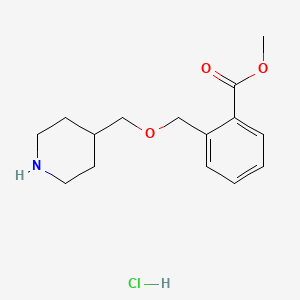 molecular formula C15H22ClNO3 B1424665 Methyl 2-((piperidin-4-ylmethoxy)methyl)benzoate hydrochloride CAS No. 1220034-73-0