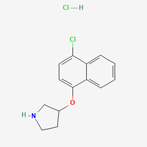 molecular formula C14H15Cl2NO B1424673 3-[(4-Chloro-1-naphthyl)oxy]pyrrolidine hydrochloride CAS No. 1219976-30-3