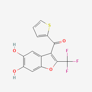 molecular formula C14H7F3O4S B14246750 [5,6-Dihydroxy-2-(trifluoromethyl)-1-benzofuran-3-yl](thiophen-2-yl)methanone CAS No. 189828-71-5