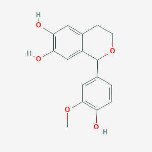 molecular formula C16H16O5 B14246896 1H-2-Benzopyran-6,7-diol, 3,4-dihydro-1-(4-hydroxy-3-methoxyphenyl)- CAS No. 385444-85-9