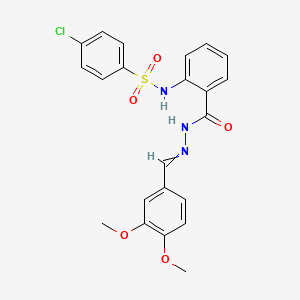 molecular formula C22H20ClN3O5S B14246977 2-[(4-chlorophenyl)sulfonylamino]-N-[(3,4-dimethoxyphenyl)methylideneamino]benzamide CAS No. 477733-71-4