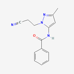 molecular formula C14H14N4O B14247047 N-[1-(2-Cyanoethyl)-3-methyl-1H-pyrazol-5-yl]benzamide CAS No. 380392-15-4