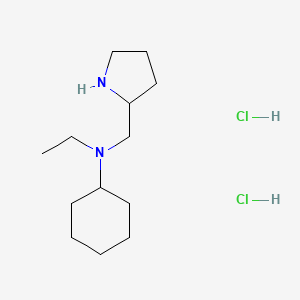 molecular formula C13H28Cl2N2 B1424725 N-ethyl-N-(pyrrolidin-2-ylmethyl)cyclohexanamine dihydrochloride CAS No. 1219964-36-9