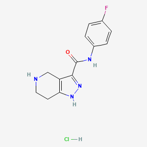 molecular formula C13H14ClFN4O B1424738 N-(4-Fluorophenyl)-4,5,6,7-tetrahydro-1H-pyrazolo[4,3-c]pyridine-3-carboxamide hydrochloride CAS No. 1219967-22-2