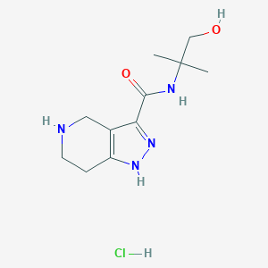 molecular formula C11H19ClN4O2 B1424762 N-(1-Hydroxy-2-methylpropan-2-yl)-4,5,6,7-tetrahydro-1H-pyrazolo[4,3-c]pyridine-3-carboxamide hydrochloride CAS No. 1220030-25-0