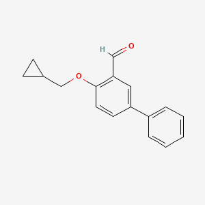 molecular formula C17H16O2 B1424766 4-(Cyclopropylmethoxy)[1,1'-biphenyl]-3-carbaldehyde CAS No. 883523-34-0