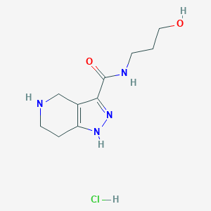 molecular formula C10H17ClN4O2 B1424781 N-(3-Hydroxypropyl)-4,5,6,7-tetrahydro-1H-pyrazolo[4,3-c]pyridine-3-carboxamide hydrochloride CAS No. 1220016-67-0