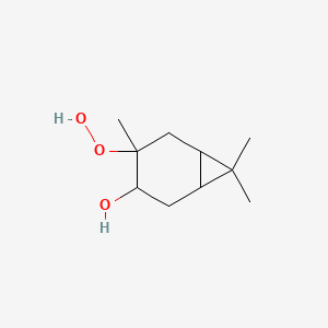 molecular formula C10H18O3 B14247843 Bicyclo[4.1.0]heptan-3-ol, 4-hydroperoxy-4,7,7-trimethyl- CAS No. 401910-15-4