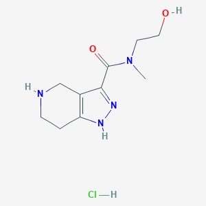 molecular formula C10H17ClN4O2 B1424799 N-(2-Hydroxyethyl)-N-methyl-4,5,6,7-tetrahydro-1H-pyrazolo[4,3-c]pyridine-3-carboxamide hydrochloride CAS No. 1219976-29-0