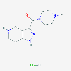 molecular formula C12H20ClN5O B1424802 (4-Methyl-1-piperazinyl)(4,5,6,7-tetrahydro-1H-pyrazolo[4,3-c]pyridin-3-yl)methanone hydrochloride CAS No. 1220017-91-3