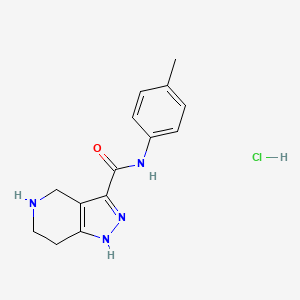 molecular formula C14H17ClN4O B1424813 N-(p-Tolyl)-4,5,6,7-tetrahydro-1H-pyrazolo[4,3-c]pyridine-3-carboxamide hydrochloride CAS No. 1219976-41-6