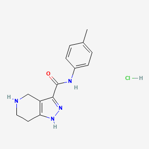 molecular formula C14H17ClN4O B1424813 N-(4-Methylphenyl)-4,5,6,7-tetrahydro-1H-pyrazolo-[4,3-c]pyridine-3-carboxamide hydrochloride CAS No. 1219976-41-6
