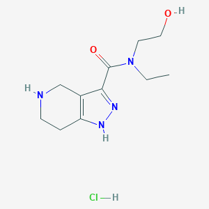 molecular formula C11H19ClN4O2 B1424820 N-Ethyl-N-(2-hydroxyethyl)-4,5,6,7-tetrahydro-1H-pyrazolo[4,3-c]pyridine-3-carboxamide hydrochloride CAS No. 1220034-00-3