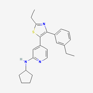 molecular formula C23H27N3S B14248359 N-Cyclopentyl-4-[2-ethyl-4-(3-ethylphenyl)-1,3-thiazol-5-yl]pyridin-2-amine CAS No. 365430-81-5