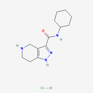 molecular formula C13H21ClN4O B1424837 N-Cyclohexyl-4,5,6,7-tetrahydro-1H-pyrazolo[4,3-c]pyridine-3-carboxamide hydrochloride CAS No. 1220029-06-0
