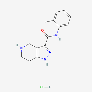 molecular formula C14H17ClN4O B1424840 N-(o-Tolyl)-4,5,6,7-tetrahydro-1H-pyrazolo[4,3-c]pyridine-3-carboxamide hydrochloride CAS No. 1219957-75-1