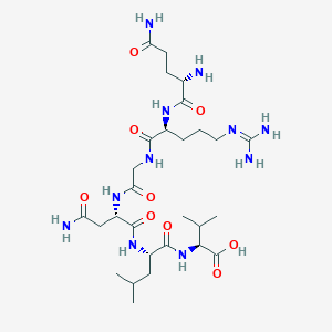 molecular formula C28H51N11O9 B14248491 L-Glutaminyl-N~5~-(diaminomethylidene)-L-ornithylglycyl-L-asparaginyl-L-leucyl-L-valine CAS No. 375388-89-9