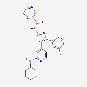 molecular formula C28H29N5OS B14248538 N-[5-(2-Cyclohexylamino-4-pyridyl)-4-(3-methylphenyl)-1,3-thiazol-2-YL]-N-methylnicotinamide CAS No. 365429-68-1