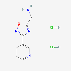 molecular formula C8H10Cl2N4O B1424858 (3-(Pyridin-3-yl)-1,2,4-oxadiazol-5-yl)methanamine dihydrochloride CAS No. 1208081-52-0