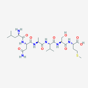 molecular formula C26H47N7O9S B14248649 L-Methionine, L-leucyl-L-asparaginyl-L-alanyl-L-valyl-L-seryl- CAS No. 391671-07-1
